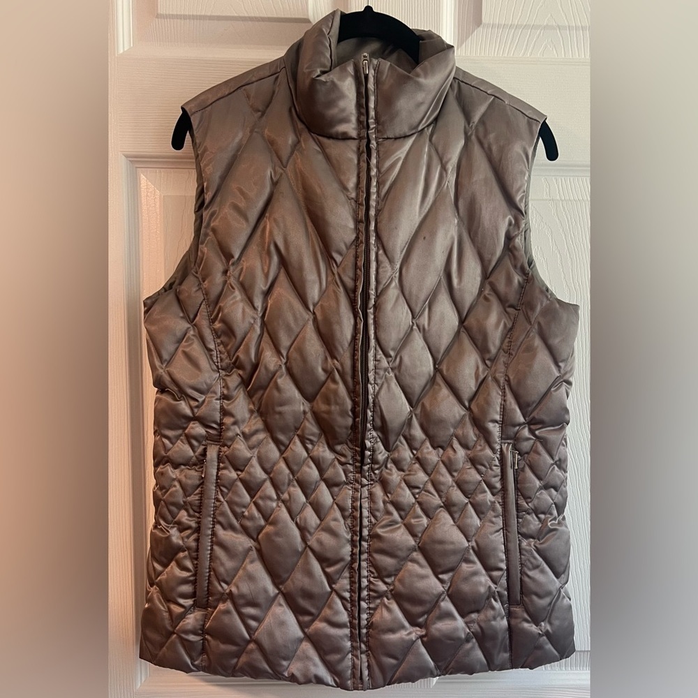 Lands' End Dark Silver Puffy Vest
